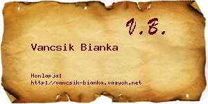 Vancsik Bianka névjegykártya